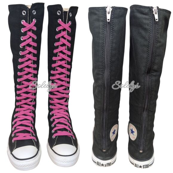 Converse All Star 2011 XXHI Zipper Knee High Y2K Zip Black Pink Sneaker Boot 7.5 - Picture 2 of 14